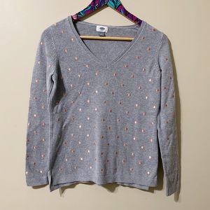 Old Navy Gray Sweater | Rose Gold Dotted